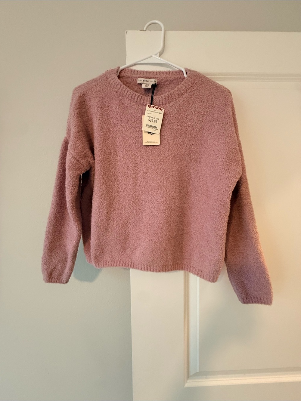 Sincerly Jules Plush Crewneck Sweater in Mauve Pink